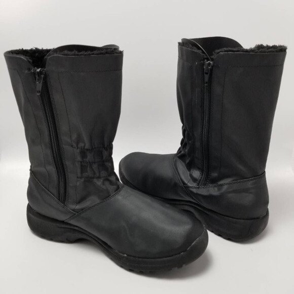 Angel Steps Womens Double Zip Boots Black Round Toe Side Faux Fur Lined Size 10M - Picture 7 of 12